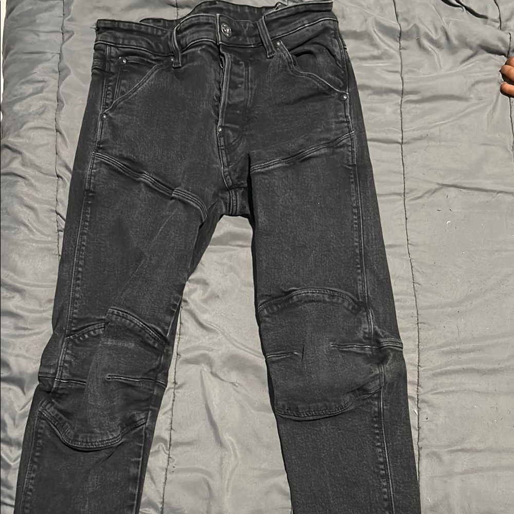 G-Star Black Skinny Jeans with Distressed Details